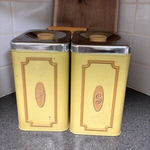 Yellow Metal Kitchen Canisters Set